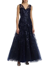 Sequined Tulle Gown