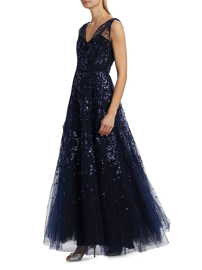 Sequined Tulle Gown