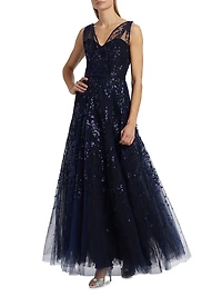 Sequined Tulle Gown