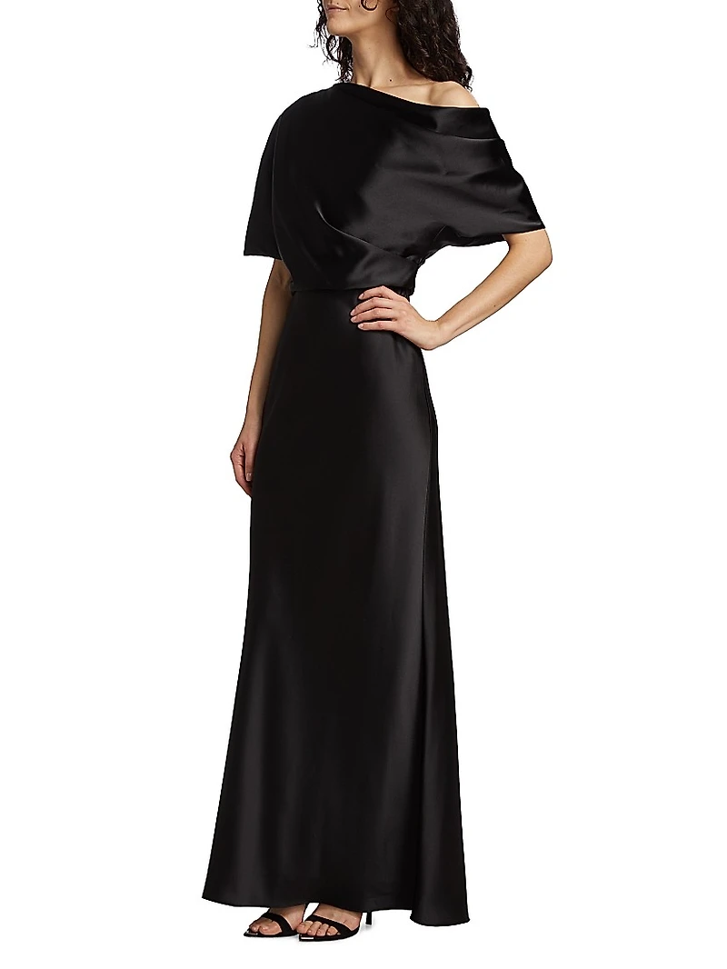 Satin One-Shoulder Gown