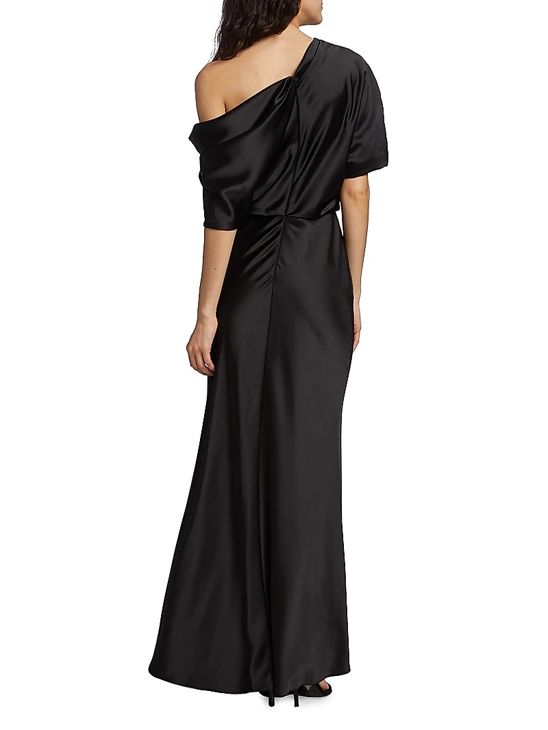 Satin One-Shoulder Gown