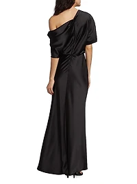 Satin One-Shoulder Gown