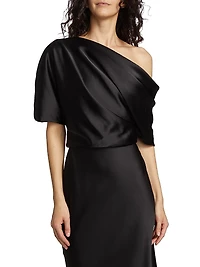 Satin One-Shoulder Gown