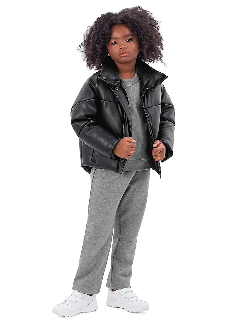 Little Girl's & Girl's Jemma Vegan Leather Puffer Jacket