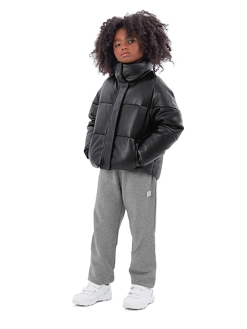 Little Girl's & Girl's Jemma Vegan Leather Puffer Jacket