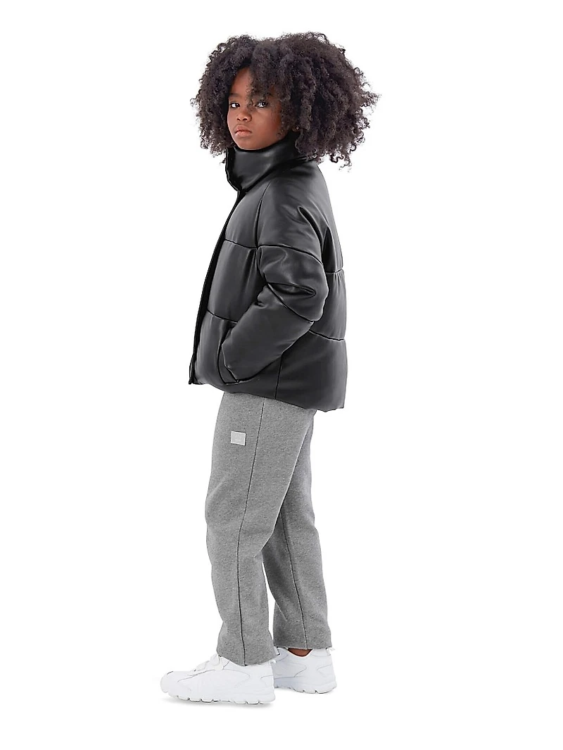 Little Girl's & Girl's Jemma Vegan Leather Puffer Jacket