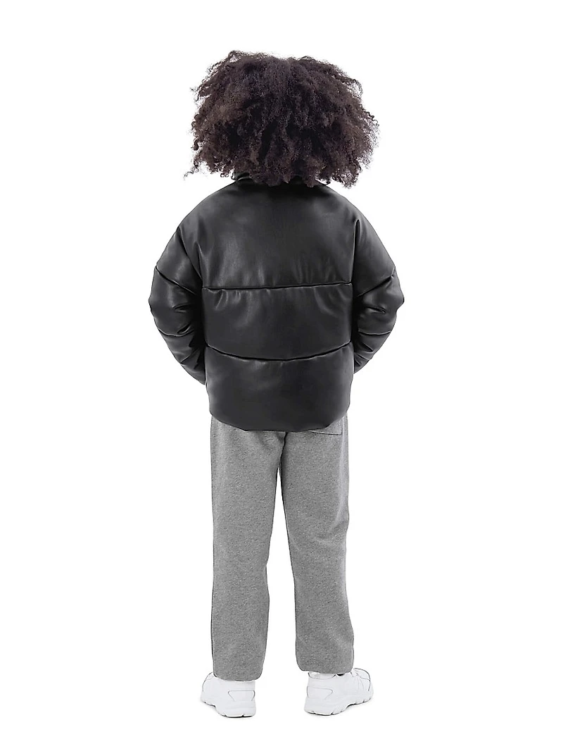 Little Girl's & Girl's Jemma Vegan Leather Puffer Jacket