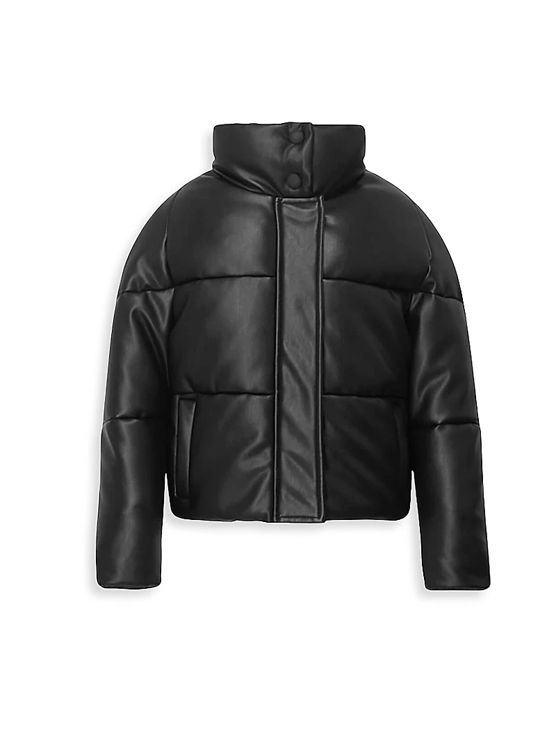 Little Girl's & Girl's Jemma Vegan Leather Puffer Jacket