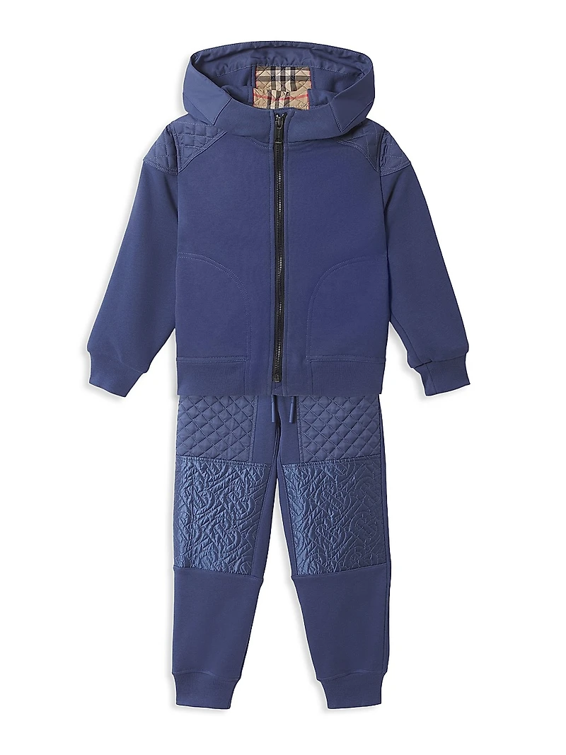 Little Boy's & Monogram-Quilted Jogger Pants
