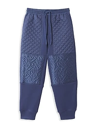 Little Boy's & Monogram-Quilted Jogger Pants
