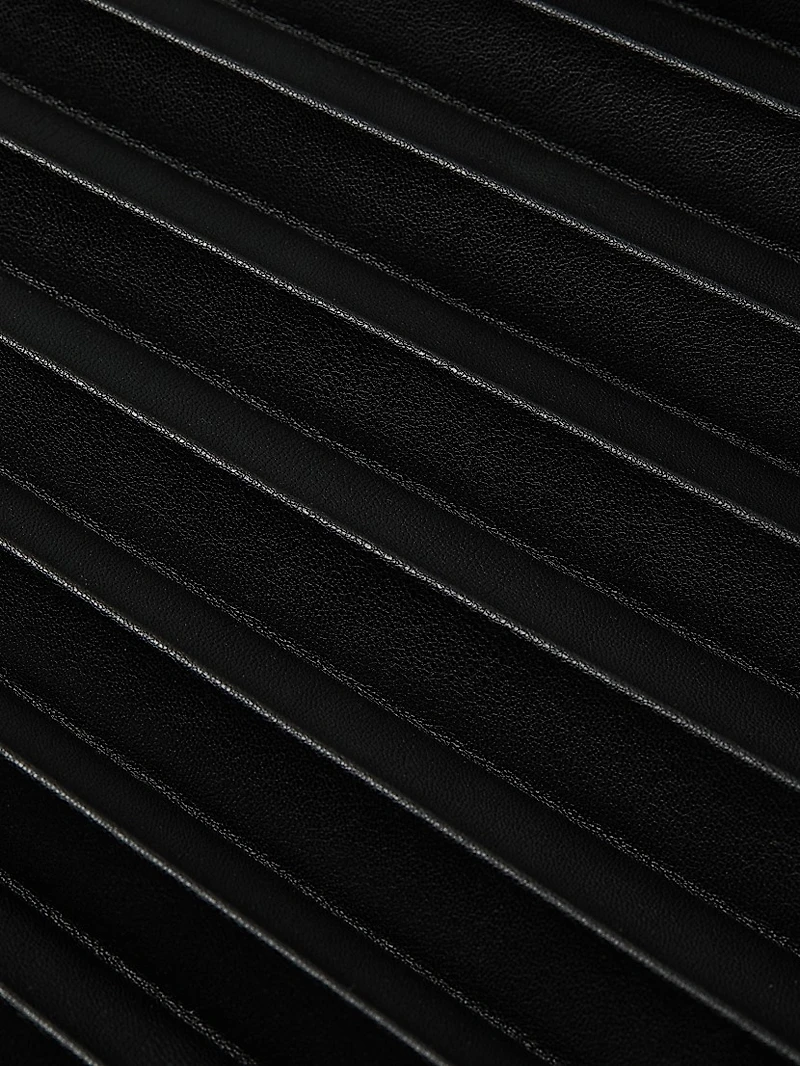 Pleated Faux-Leather Midi-Skirt