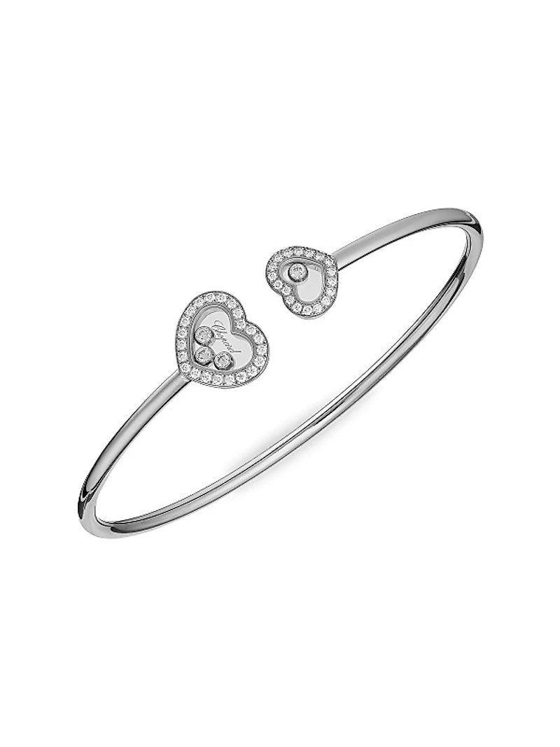 Happy Hearts 18K White Gold & Diamond Bangle