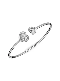 Happy Hearts 18K White Gold & Diamond Bangle