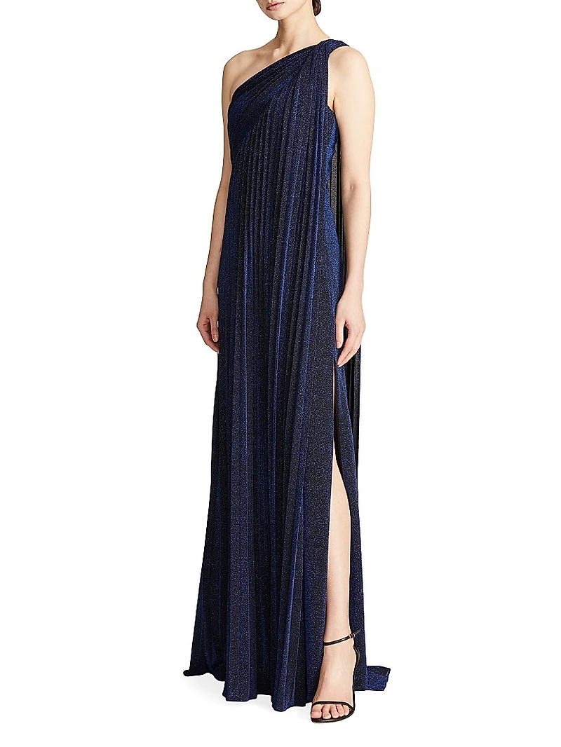 Priya One-Shoulder Draped Gown