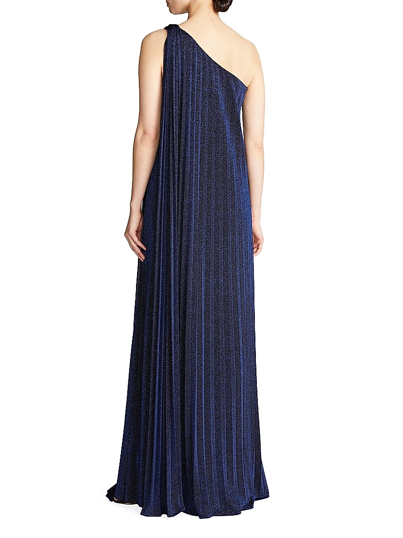 Priya One-Shoulder Draped Gown