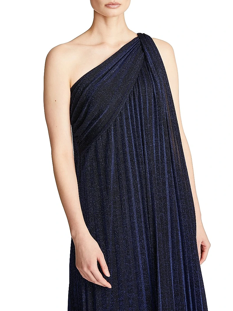 Priya One-Shoulder Draped Gown
