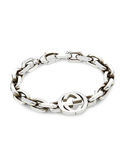 Unisex Sterling Silver Interlocking G Chain Bracelet