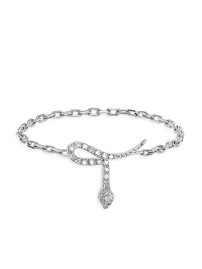 Magic Touch 18K Gold & 0.05 TCW Diamond Snake Chain Ring