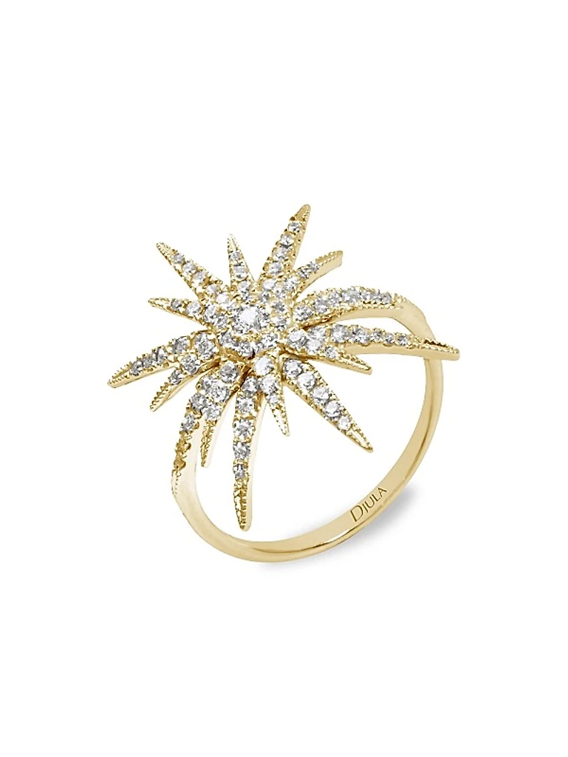 Soleil 18K Yellow Gold & Diamond Starburst Ring