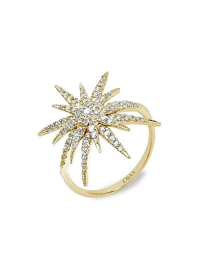 Soleil 18K Yellow Gold & Diamond Starburst Ring