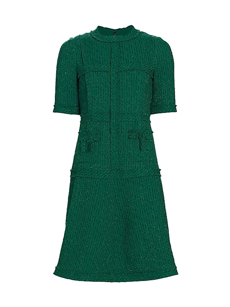 Metallic Striped Tweed Sheath Dress
