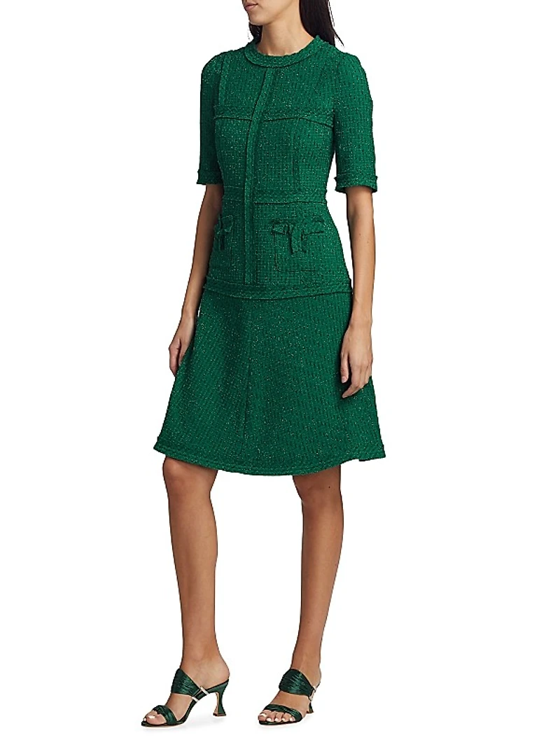 Metallic Striped Tweed Sheath Dress