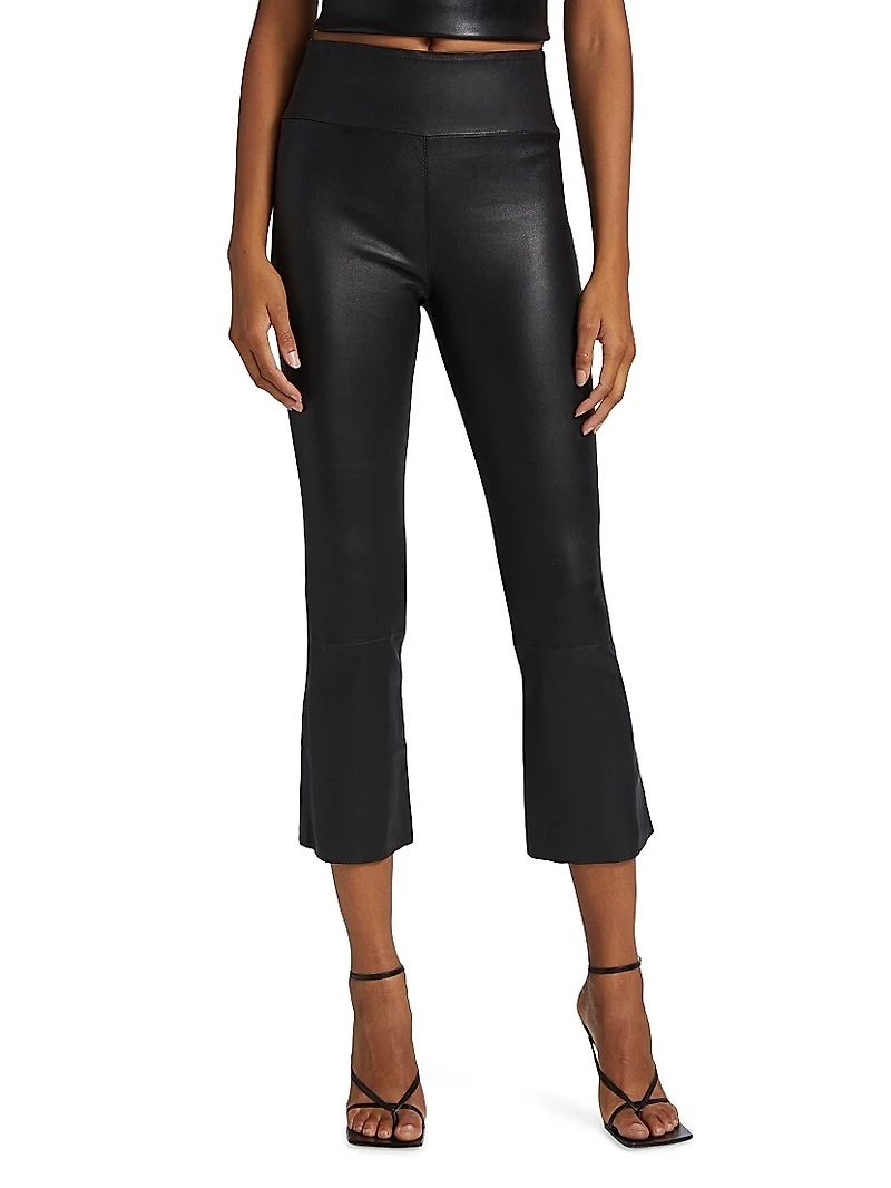 Leather Crop Flare Leggings