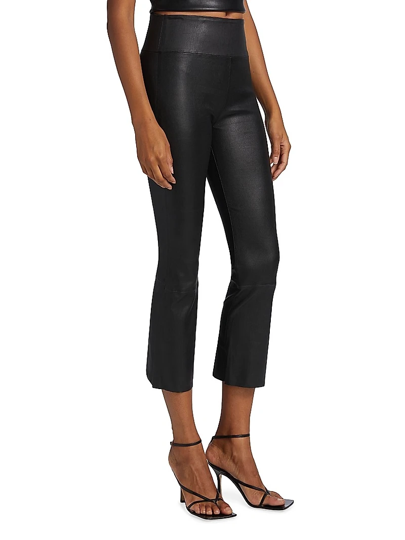 Leather Crop Flare Leggings