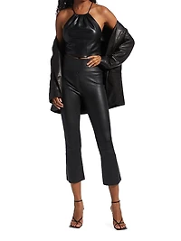 Leather Crop Flare Leggings