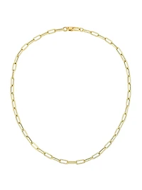 18K Yellow Gold Polished & Fluted Paper Clip Chain Necklace