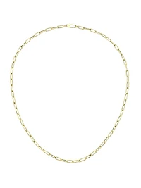 18K Yellow Gold Polished & Fluted Paper Clip Chain Necklace