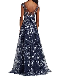 Embroidered Mesh Gown