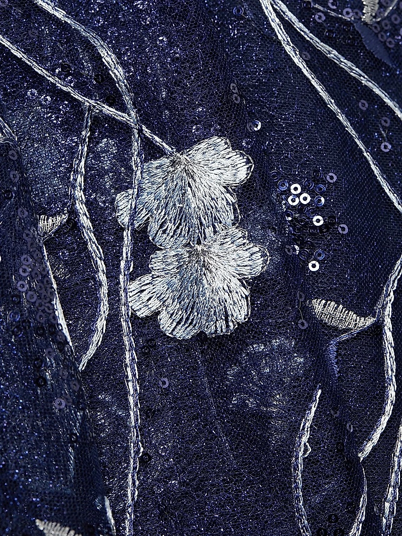 Embroidered Mesh Gown