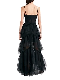 Sheer Tiered Ruffle Gown
