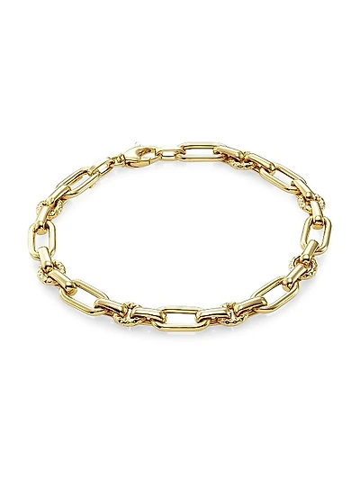 14K Gold Oval & Round Chainlink Bracelet