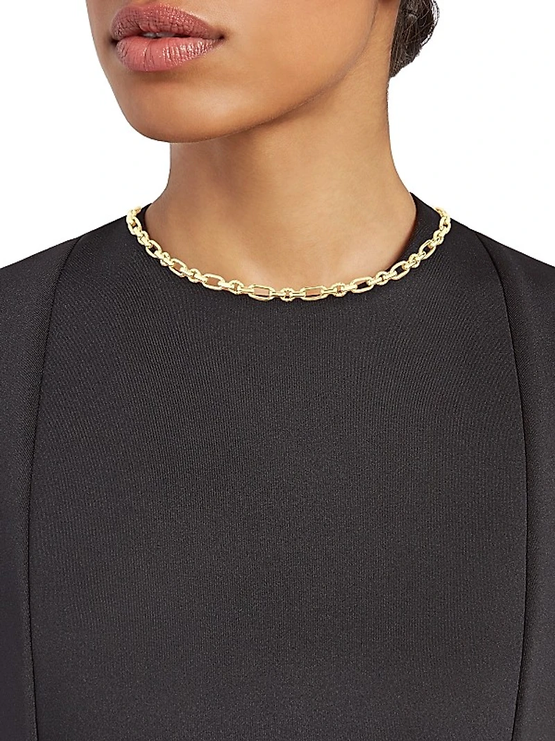 14K Yellow Gold Paper Clip Chain Necklace