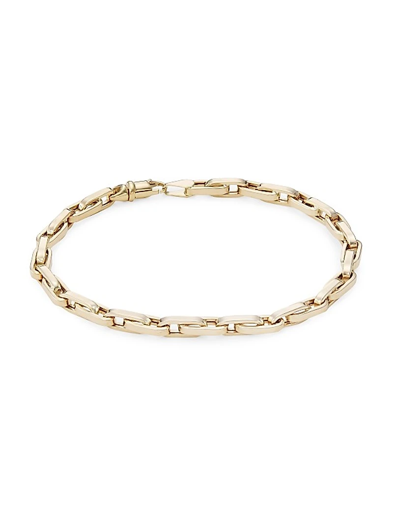 14K Gold Paper Clip Chain Bracelet