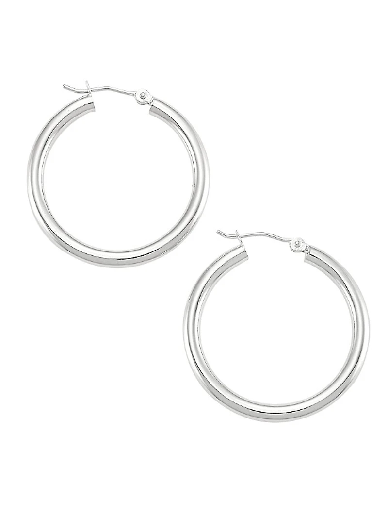 14K White Gold Hoop Earrings