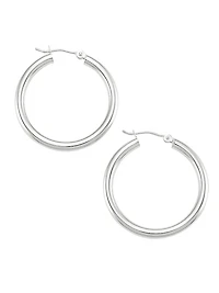 14K White Gold Hoop Earrings