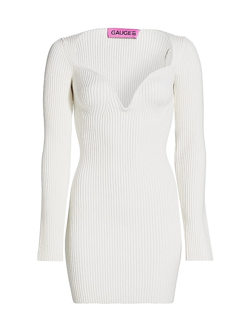 Mija Rib-Knit Wool Minidress