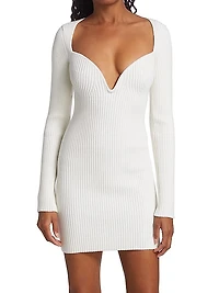 Mija Rib-Knit Wool Minidress