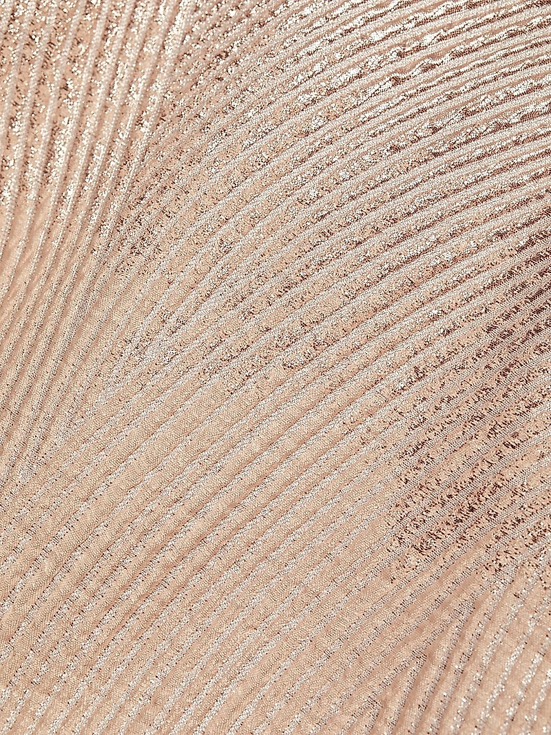 Metallic Off-The-Shoulder Wavy Rib-Knit Gown