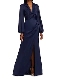 Kali Wrapped Satin Gown