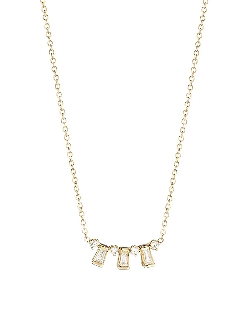 Baguette Diamonds 14K Gold & Diamond Alternating Baguette Necklace