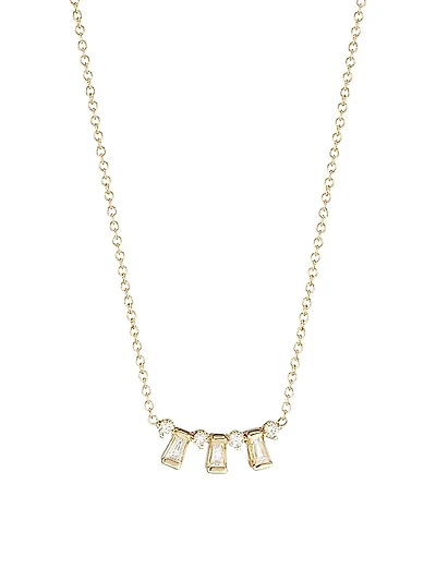 Baguette Diamonds 14K Gold & Diamond Alternating Baguette Necklace