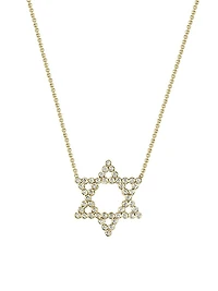 Bezel 14K Gold & Diamond Open Star Of David Necklace