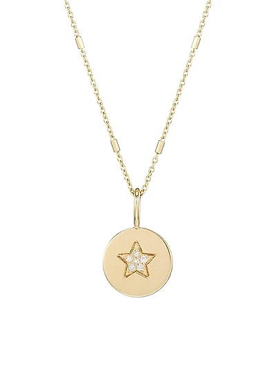 Midi Bitty Symbols 14K Yellow Gold & 0.03 TCW Diamond Star Pendant Necklace