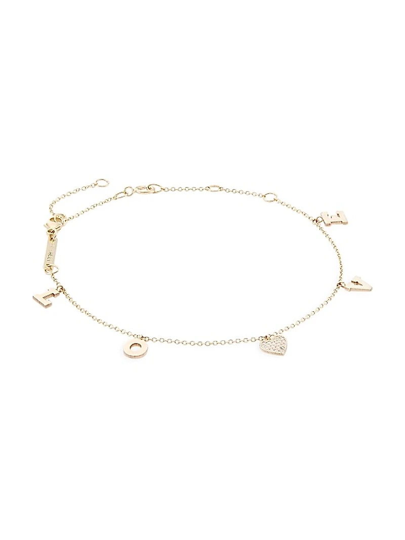 Personalized 14K Gold & Diamond Love Charm Bracelet