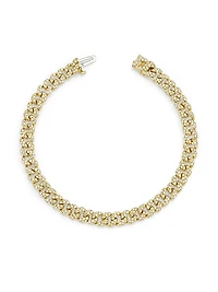 18K Yellow Gold & Diamond Curb Chain Bracelet