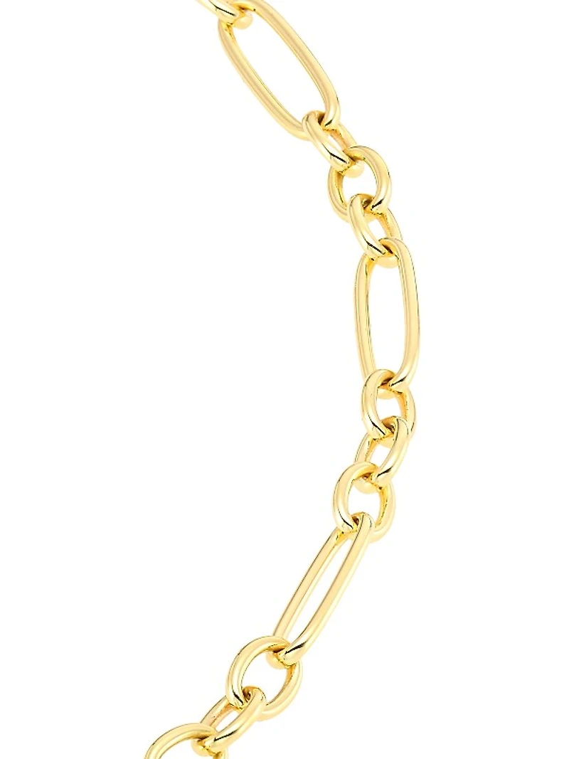 18K Yellow Gold Mixed Paper Clip Chain Bracelet